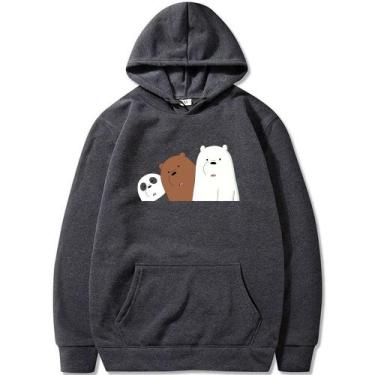 Imagem de Moletom Canguru Feminino Desenho Urso Sem Curso Panda Polar Casaco - N