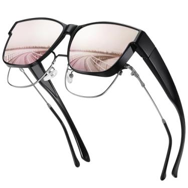 Imagem de Kelinln Óculos De Sol Com Lentes De Contato Para Homens E Mulheres, Óculos De Sol Tartaruga Da Moda Para Mulheres, Ajuste Polarizado Sobre Óculos, Óculos De Sol Com Proteção Uv, Ajuste Leve E Duráv