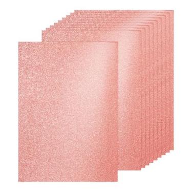Imagem de PATIKIL 60 folhas de papelão com glitter em ouro rosa, 21 x 29,7 cm, papel brilhante A4, papel brilhante, 250 g/m², grande brilho para artesanato, scrapbook, arte faça você mesmo, festa de casamento