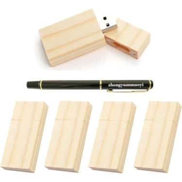 Imagem de Pacote com 5 unidades retangulares de madeira 2.0/3.0 USB Flash Drive USB Disk Memory Stick com madeira (2,0/32 GB)