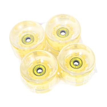 Imagem de Deevoka Rodas de skate de 4 peças, iluminam-se com as rodas longboard da ABEC-9 608RS RELAÇÕES, 65 mm, Amarelo