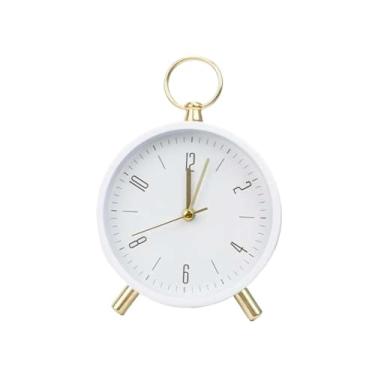 Imagem de ZzleoyuUUs-12 Despertador redondo branco analógico operado por bateria para quarto, sala de estar, sala de estudo, dormitório escolar, relógios de mesa para decoração de mesa, despertador alto