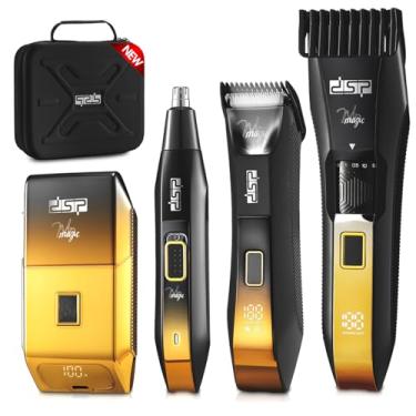 Imagem de DSP Kit de cuidados masculinos 4-em-1, Trimmer de barba ajustável Manscape, Trimmer do corpo, Trimmer de cabelo do nariz e barbeadora de folha, IPX7 impermeável, Display LED, Cordless para rosto e corpo, para casa, Presente para homens