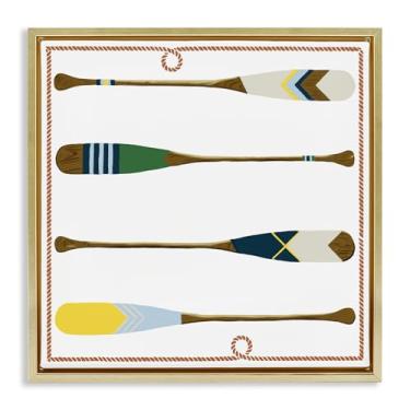 Imagem de Stupell Industries Design de arte de parede em tela flutuante dourada com quatro remos padronizados por Radhika Modi, 63 x 63 cm