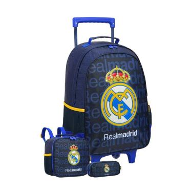 Imagem de Kit Escolar Mochila Roda + Lancheira + Estojo D Real Madrid