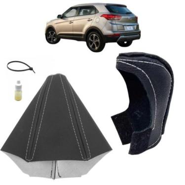 Imagem de Capa Couro Protege Manopla E Forro Coifa Alavanca Câmbio Automático Cr