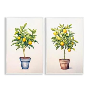 Imagem de Stupell Industries Conjunto de arte giclée emoldurado branco com serenata cítrica em vaso de 2 peças por Andrea Haase, 45,7 x 30,5 cm