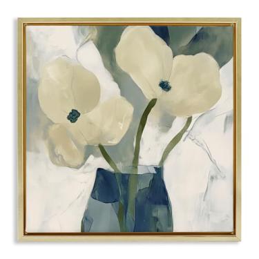 Imagem de Stupell Industries Design simples de arte de parede em tela flutuante com pétalas amarelas douradas por Elara Yasna, 45,7 x 45,7 cm