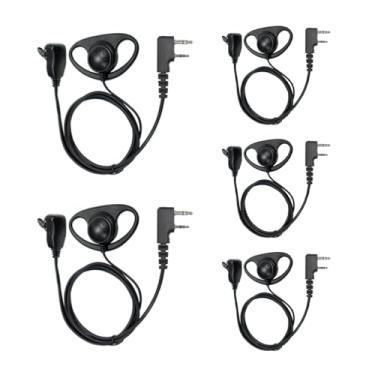 Imagem de JoyRole Fones de ouvido tipo D Walkie Talkies com microfone de 2 pinos para Baofeng UV5R Retevis Kenwood Fones de ouvido de rádio bidirecionais, pacote com 5