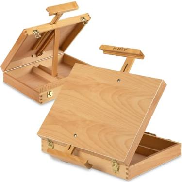 Imagem de MEEDEN Cavalete De Mesa Para Pintura, Caixa Esboços Arte Que Comporta Telas Até 28'', Madeira Faia Ajustável Desenho E
