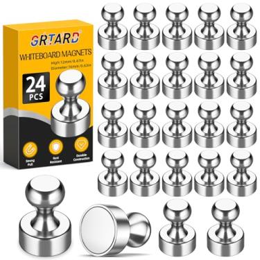 Imagem de Grampos magnéticos de pressão Grtard 24 unidades, ímãs de geladeira, ímãs de pino de níquel escovado perfeito para ímãs de geladeira, ímãs de escritório, ímãs de quadro branco, ímãs de mapa