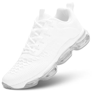 Imagem de Socviis Tênis De Corrida Masculino Air Cano Baixo Confortável Para Caminhada Com Cadarço Respirável Moderno Esportivo Academia Fitness Cross Trainers Branco