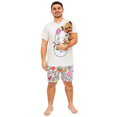 Imagem de Tal Pai Tal Pet Pijama Masculino Curto e Roupa Pet Natal Boneco de Nev