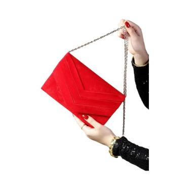 Imagem de Bolsa de Noite Elegante em Veludo com Corrente - Bolsa de Luxo Quadrad