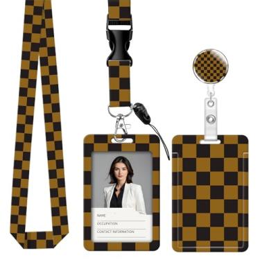 Imagem de AKTDQ Porta-crachá de identificação vertical com carretel retrátil e cordão de separação - protetor de cartão para enfermeiros, médicos, professores - clipe seguro, tabuleiro de damas