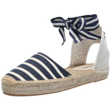 Imagem de Soludos Sandália feminina Lauren com cadarço e alpargata, Azul-marinho/marfim, 8-8.5