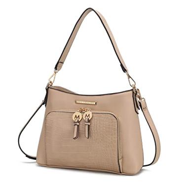 Imagem de MKF Collection Bolsa tiracolo feminina, bolsa de ombro de couro vegano - Bolsa carteiro de mão por Mia K, Anayra Taupe, Medium
