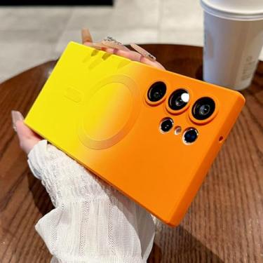 Imagem de HJZSZX Para SamsungS24 Ultra Luxury Magnetic Gradient Case Capa de silicone à prova de choque (para SamsungS24 Ultra/Orange)