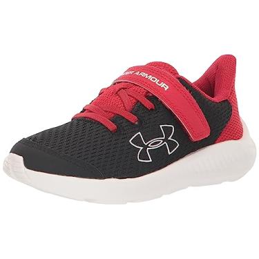 Imagem de Under Armour Tênis de corrida unissex infantil Pre School Pursuit 3 com fecho alternativo, (001) Preto/Vermelho/Branco, 12 Little Kid