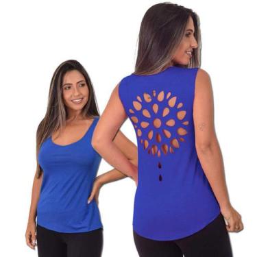 Imagem de CAMISETA FITNESS Feminina Regata de academia Blusa RECORTE A LASER MAN