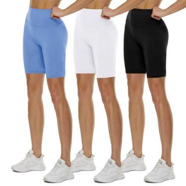 Imagem de Shorts de motociclista QGGQDD de cintura alta 3/5/8 pretos para mulher