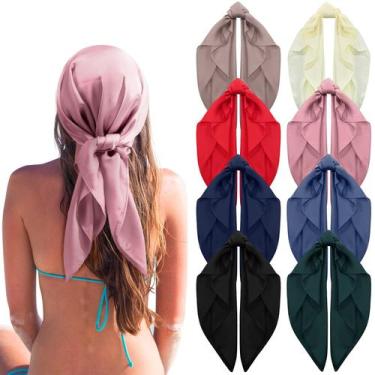 Imagem de Bandanas de seda Zhanmai para mulheres, lenço de cabeça quadrado de ce