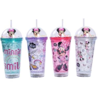 Imagem de Copo Decorado, BBR, Minnie, com Led e Canudo, 450 ml