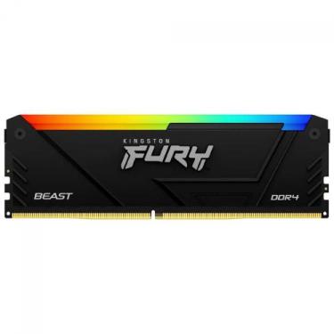 Imagem de Memória DDR4 Kingston Fury Beast, RGB, 8GB, 3200MHz, Black, KF432C16BB