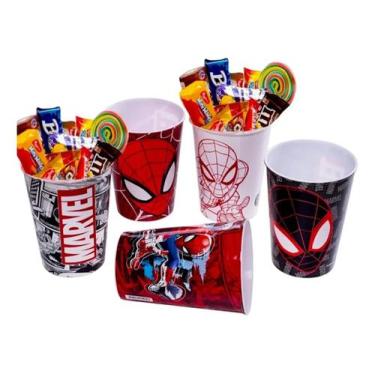 Imagem de 5 Copos Spider-man Aranha Lembrancinha Infantil Aniversário - Plasútil
