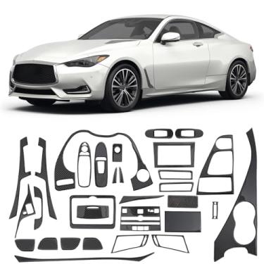 Imagem de Fancemot Kit de acabamento interior de fibra de carbono real compatível com Infiniti Q50 2014-2024 e Q60 2017–2022, acessórios de tampa de painel de painel de painel de painel