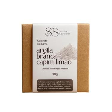 Imagem de Sabonete de Argila Branca Natural Senhor Saboeiro Reduz Manchas Clareador Facial Hidratante 90g