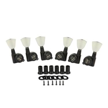 Imagem de KAISH Sintonizadores de bloqueio 3x3 Off White Keystone 18:1 Teclas de afinação de guitarra para LP/Les Paul/SG/ES ou guitarras acústicas, preto