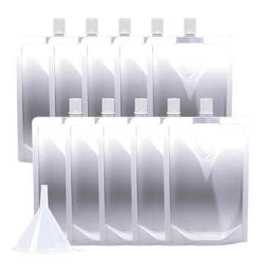Imagem de Cloudslucky Sacos de bebida de 473 ml, 10 peças, frasco de plástico reutilizável com funil para beber suco de bebida líquido, sacos de bebida em pé para viagem, acampamento, eventos esportivos ao ar
