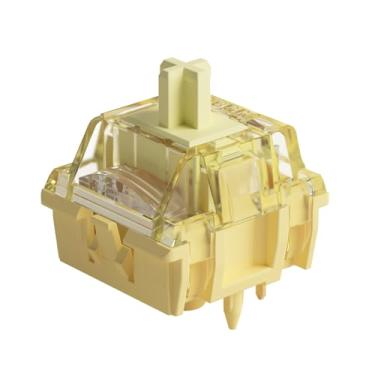 Imagem de Akko Interruptor de teclado amarelo cremoso V5 com difusor de LED para teclado mecânico de jogos, interruptores lineares lubrificados de 5 pinos 50gf (45 peças)