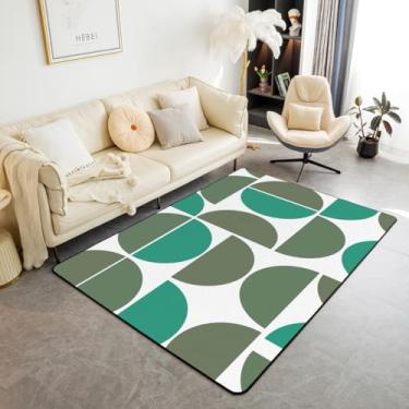 Imagem de Erosebridal Tapete de área verde profundo de meados do século, retrô, boêmio, para sala de estar, 1,88 m x 1,28 m, tapete decorativo geométrico vintage abstrato colorido arte moderna tapete de chão