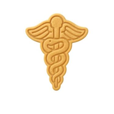 Imagem de Mighty Gadget Cortador e carimbo de biscoito de caduceu médico - design icônico de 10 x 6,3 cm para eventos escolares de medicina (cor aleatória)