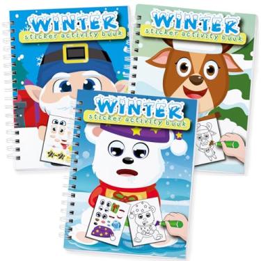 Imagem de Omgouue Pacote com 3 livros de colorir do país das maravilhas de inverno, bloco de atividades de brinquedos de Natal para crianças de 2 a 8 anos (36 cenas)