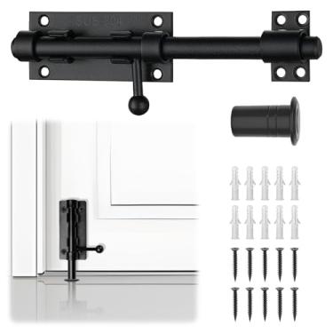 Imagem de Trava de parafuso de barril de aço inoxidável 304 de 20 cm, trava de portão de parafuso deslizante resistente, ferragem de fechadura de porta de celeiro deslizante para cerca de madeira, galpão, porta