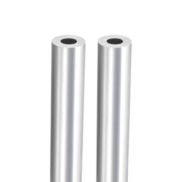 Imagem de DTGN 9,9 cm x 2 cm x 1 cm (LxODxID) Tubo redondo de alumínio - Pacote com 2 - Bom para artesanato DIY - Tubo reto de alumínio 6063 - Prata