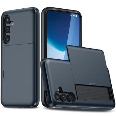 Imagem de SORAKA Capa para Samsung Galaxy A55 5G com suporte de cartão PC e TPU camada dupla 2 em 1 capa bumper capa à prova de choque