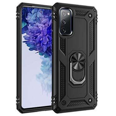 Imagem de SORAKA Capa para Samsung Galaxy S20 FE com suporte de anel capa armadura para Samsung Galaxy S20 FE 5G capa traseira de policarbonato rígido com placa de metal para suporte magnético de telefone carro