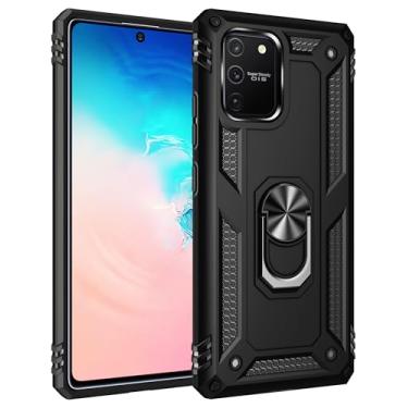 Imagem de SORAKA Capa para Samsung Galaxy S10 Lite com suporte para anel Capa Slim Fit de TPU macio Capa Samsung Galaxy S10 Lite com placa de metal para suporte magnético de telefone para carro