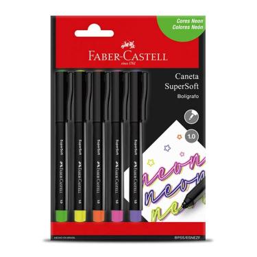 Imagem de Caneta hidr Supersoft Pen 1.0mm Neon 5 unid Faber-Castell