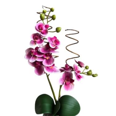 Imagem de Arranjo De Flores Artificiais Orquidea 40 Cm Altura Com Vaso De Vidro E Musgo Natural Decoracao Sala quarto quarto(LILAS)