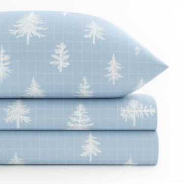 Imagem de Codi Lençóis de flanela tamanho solteiro - Jogo de cama quente ultra macio com 3 peças, lençóis aconchegantes 100% algodão, conjuntos de cama estampados inovadores, bolso profundo de 30 cm, floresta