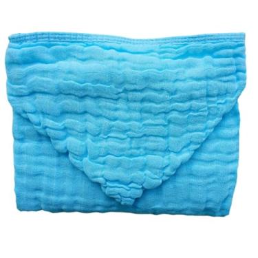 Imagem de Toalhão de Banho Infantil de Fralda Soft Com Capuz Grande Enxoval 100% Algodão Bebê (Azul)