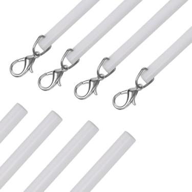 Imagem de Sunkoo Pacote com 4 varões de cortina brancos de 30,5 cm com gancho, substituições duráveis para persianas de janela, varinhas de plástico branco de fácil instalação