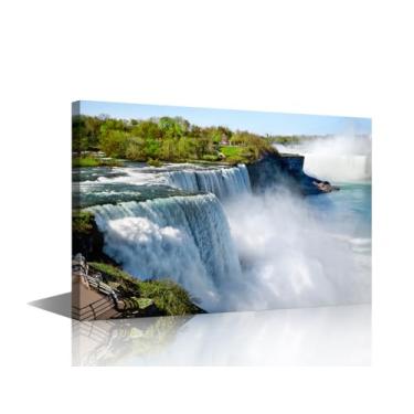 Imagem de Niagara Falls Decoração de parede vista aérea pintura de paisagem fotos de quedas para paredes arte para sala de estar decoração de casa para sala de estar 1 painel arte em tela pôster emoldurado e