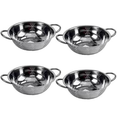 Imagem de Kit 4 Escorredor Inox Arroz Macarrão Peneira De Cozinha 25Cm