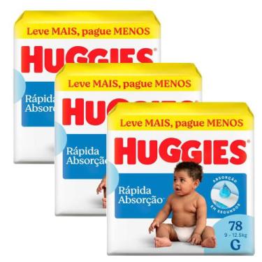 Imagem de Kit 3 Fralda Huggies Tripla Proteção Tamanho G Pacote Hiper 78 Fraldas